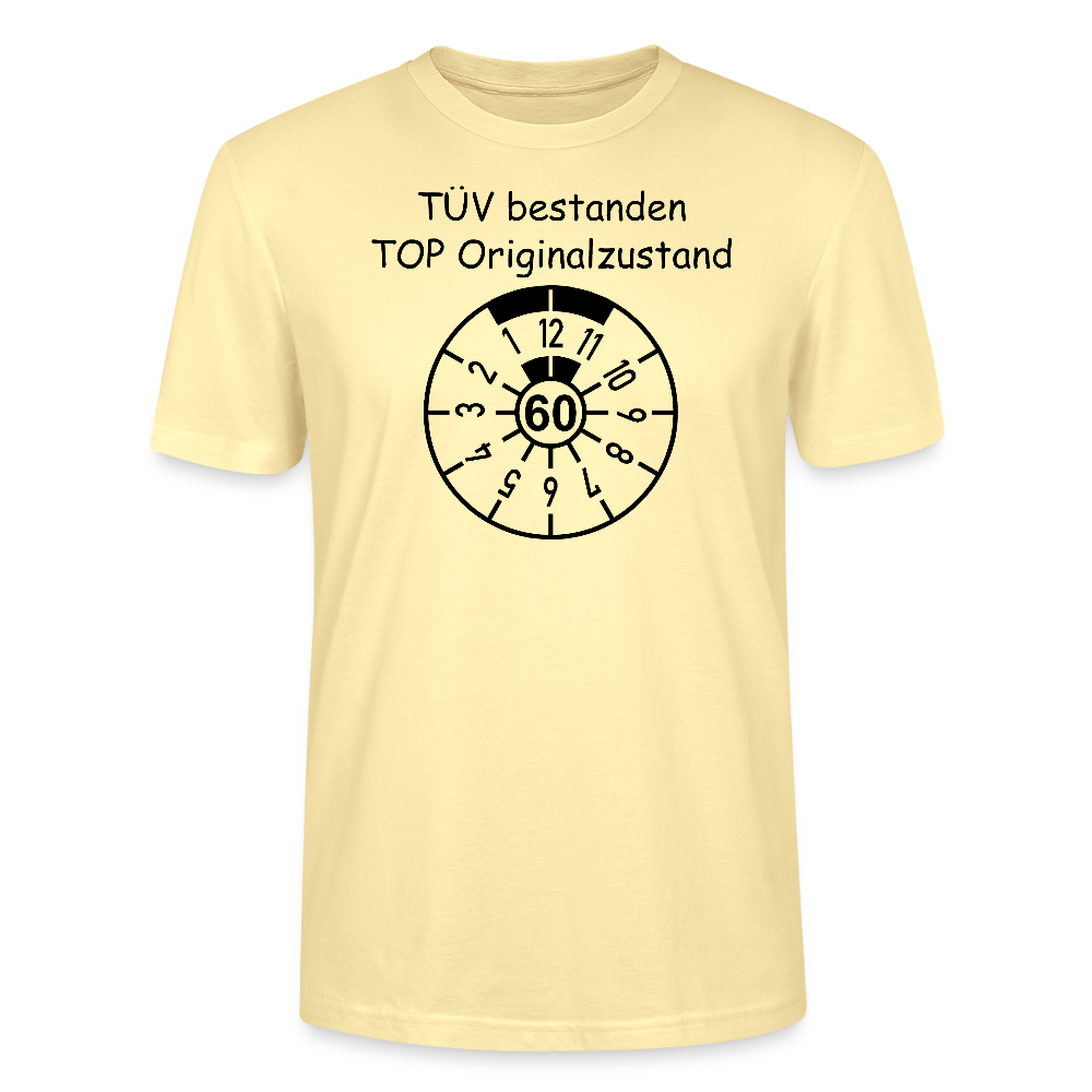 60. Geburtstag T-Shirt TÜV Originalzustand Plakette Design Creme Bio-Baumwolle - StreetwearX