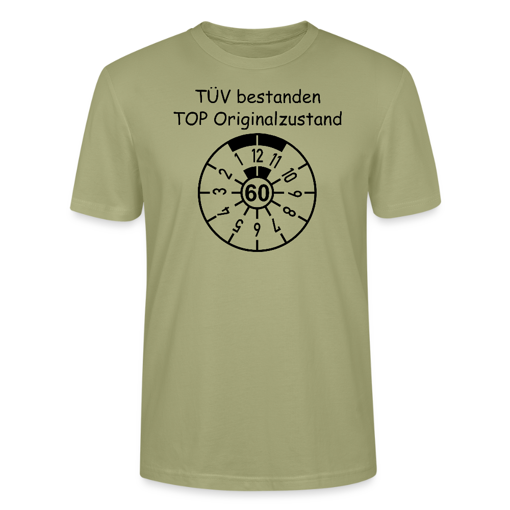 60. Geburtstag T-Shirt TÜV Originalzustand Plakette Design nebelgrün Bio-Baumwolle - StreetwearX