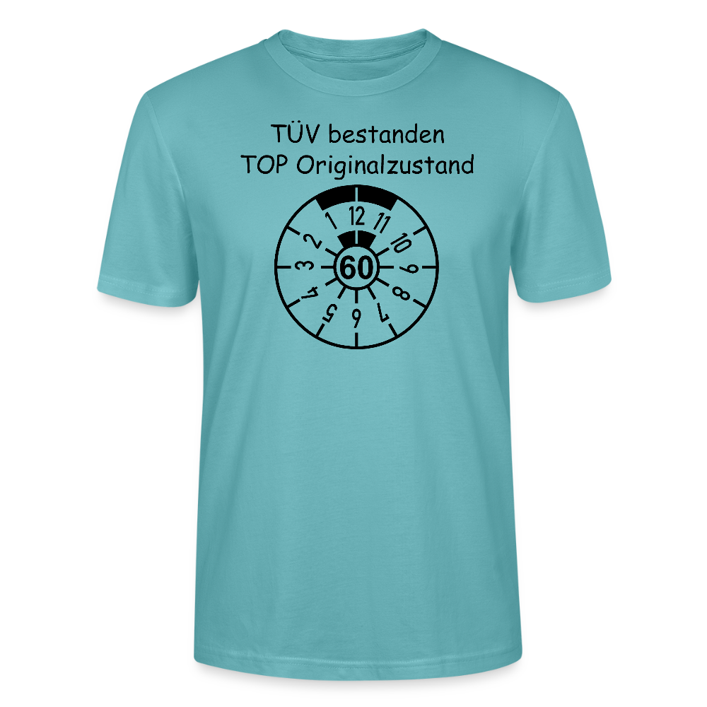 60. Geburtstag T-Shirt TÜV Originalzustand Plakette Design pastelltürkis Bio-Baumwolle - StreetwearX