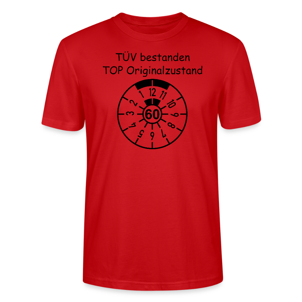 60. Geburtstag T-Shirt TÜV Originalzustand Plakette Design rot Bio-Baumwolle - StreetwearX
