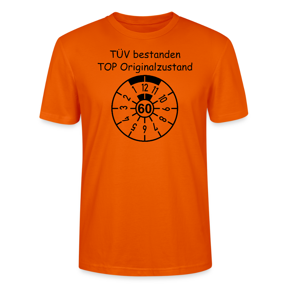 60. Geburtstag T-Shirt TÜV Originalzustand Plakette Design tieforange Bio-Baumwolle - StreetwearX