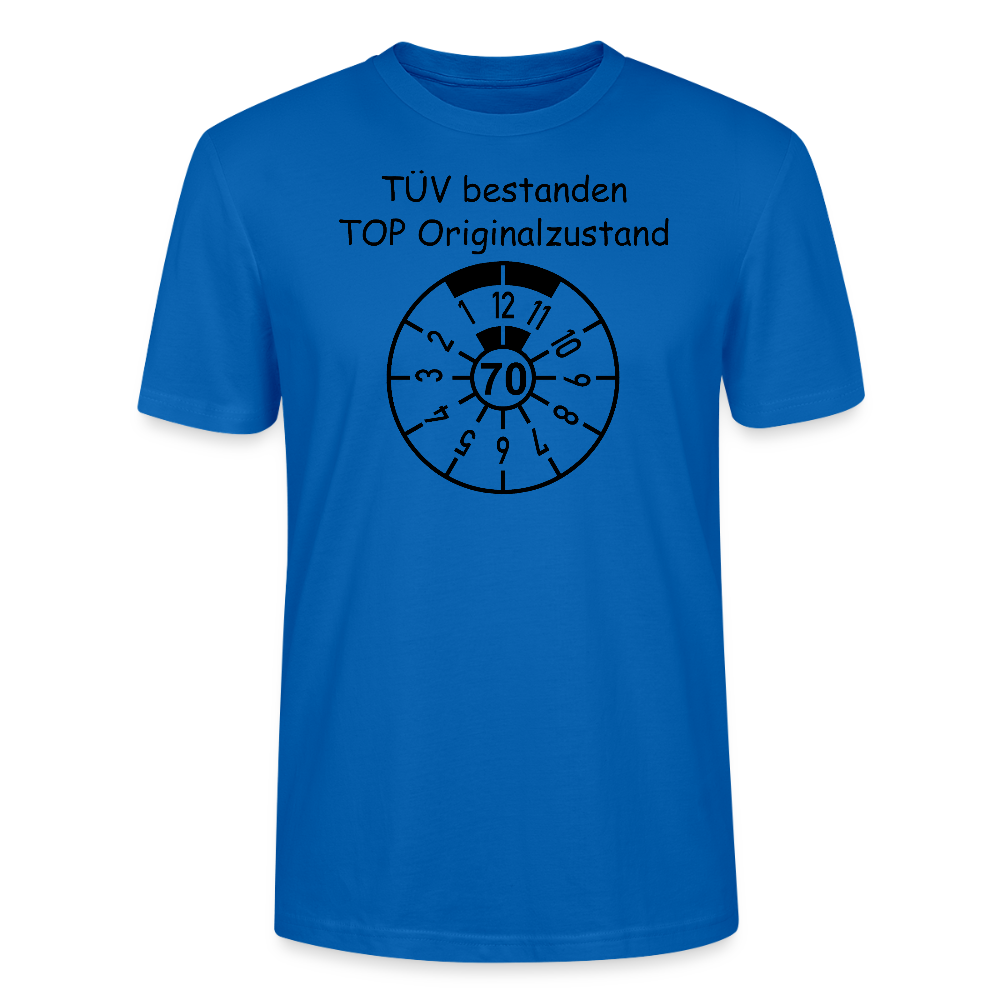 70. Geburtstag T-Shirt TÜV Originalzustand Plakette Design pfauenblau Bio-Baumwolle - StreetwearX