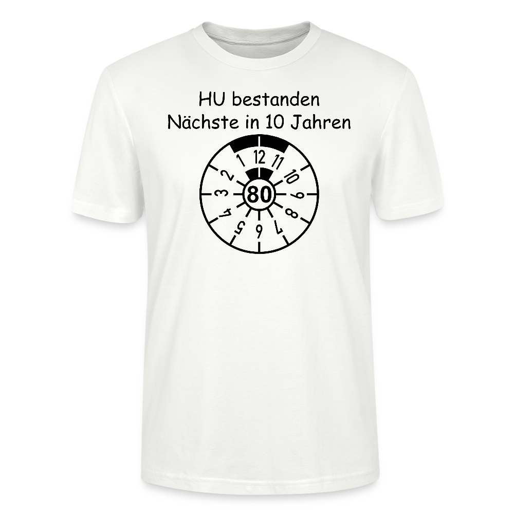 80. Geburtstag T-Shirt HU bestanden TÜV Plakette Design weiß Bio-Baumwolle - StreetwearX